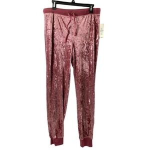 Signature Studio Crushed Velvet Pants Women Medium Pink Jogging Warm Up Y2K